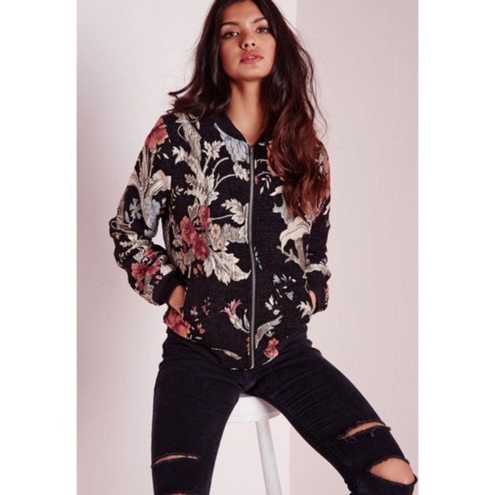 NWOT  Missguided Floral Bomber Jacket